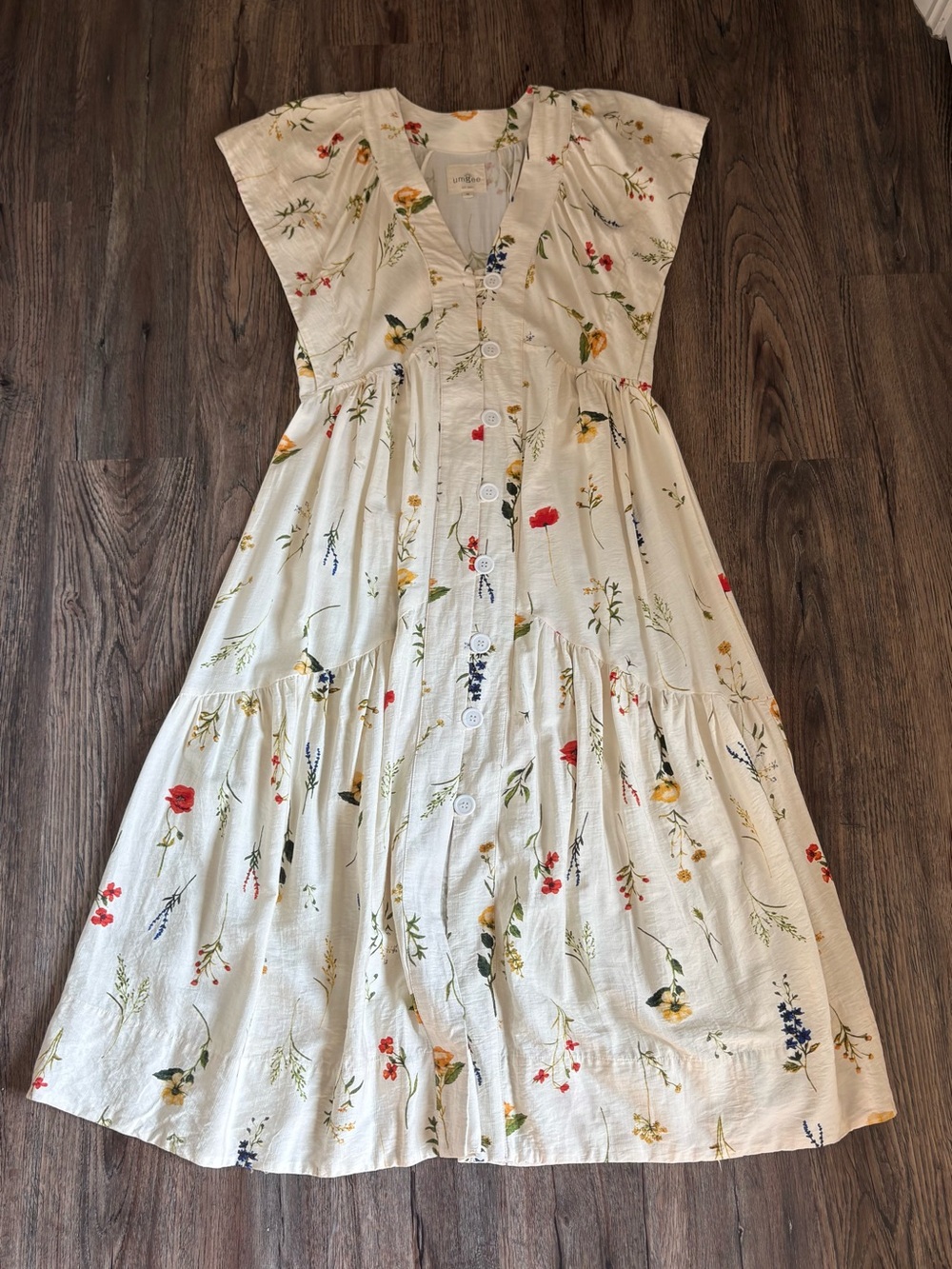 Umgee Cream Floral Button-Down Maxi Dress